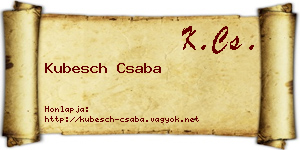 Kubesch Csaba névjegykártya